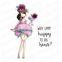Load image into Gallery viewer, Curvy Girl With A Cocktail Rubber Stamp
