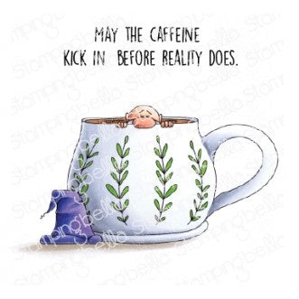 Caffeinated Gnome Rubber Stamp
